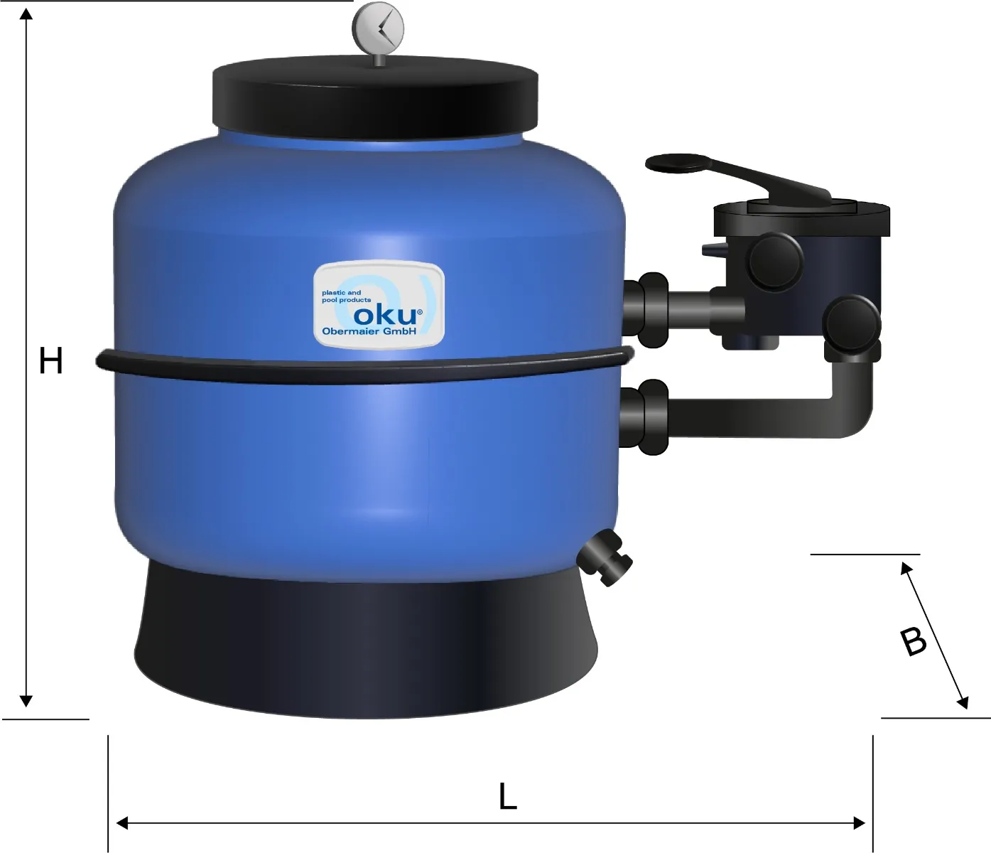 Zusätzliche Ansicht von Sandfilterbehälter Grenada Side-Mount aus HDPE mit 6-Wege-Side-Mount-Ventil Sandfilterbehälter Grenada Side-Mount aus HDPE mit 6-Wege-Side-Mount-Ventil - zusätzliches Produktbild